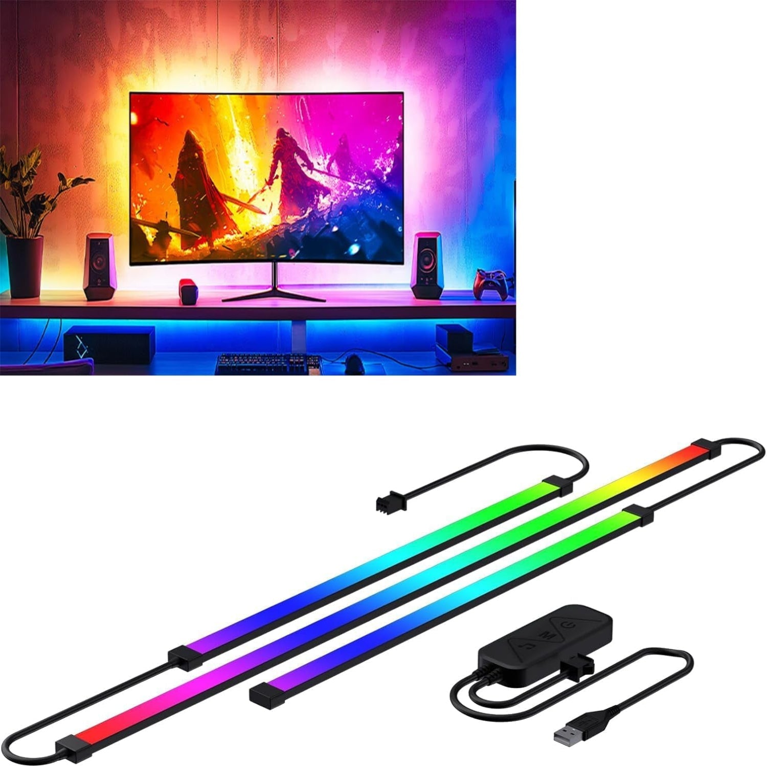 DS Gaming Monitor Light, Backlight with Screen Color Sync Effect for 27-34Inch Computer Monitor, Compatible with Windows
